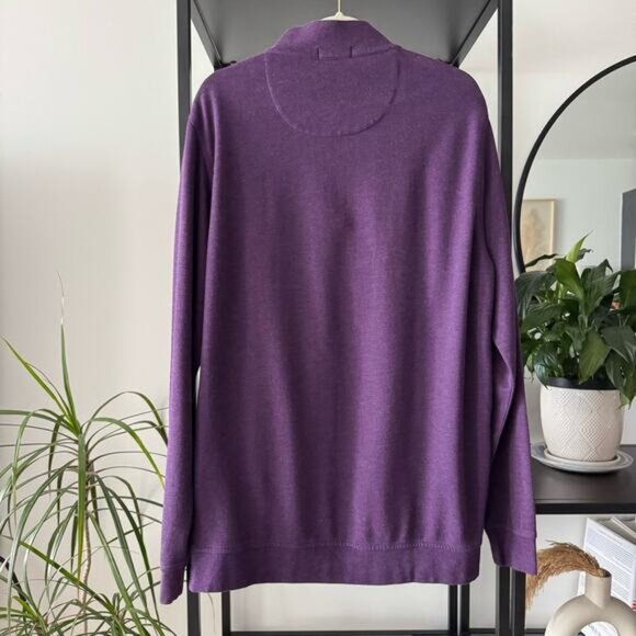 Peter Millar Melange Perth Performance Eggplant Purple 1/4 Zip Pullover Large - Picture 3 of 9